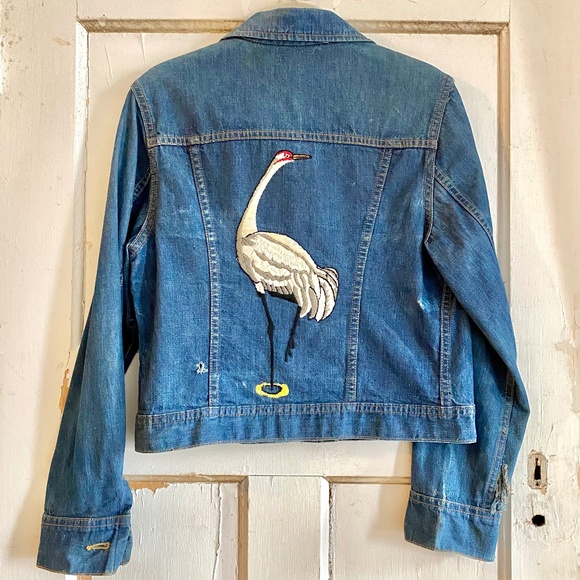 Riders by Lee Jackets & Blazers - Vintage 70’s LEE RIDERS Distressed Denim Jacket Embroidery (imogene + willie)